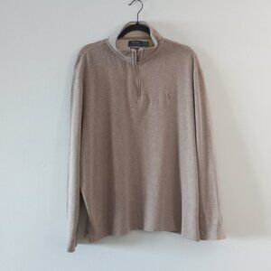POLO RALPH LAUREN  Full colour pony Beige Estate-Rib Quarter-Zip Pullover